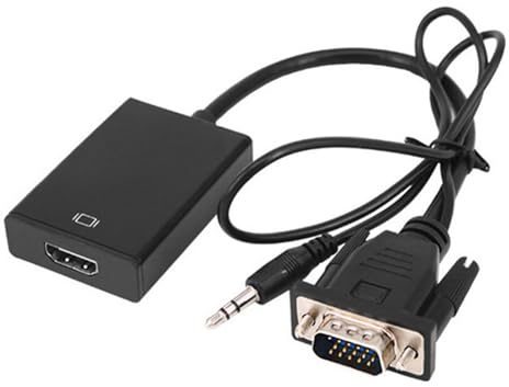 Convertidores HDMI hembra a VGA macho, adaptador de cable de 3,5 mm, salida de vídeo 1080PFHD para PC, portátil, TV, monitores