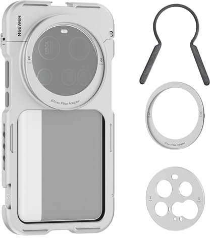 NEEWER 15 Ultra Cage, Quick Release Video Rig Case Phone Stabilizer Holder Compatible with Xiaomi 15 Ultra with 67mm Filter Adapter & 17mm Lens Backplate for Video Recording Filming, PA091 Silver
