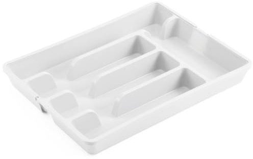 URBN-CHEF 7-Section Extendable Plastic Cutlery Tray, Kitchen Drawer Organiser with 5-to-7 Compartments for Utensils & Larger Tools - Versatile, Durable, Easy-to-Clean & Adjustable to Reduce Clutter