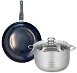 Elo Batterie cuisine poêle 24 cm et faitout 20 cm | Poêle 24 cm et faitout 20 cm, Aluminium léger, Compatibles induction vitrocéramique et gaz, Lavage au lave-vaisselle, Inox