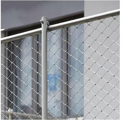 Qulamrdk Grille Métallique Mailles Toile INOX Garde-Corps Extérieur Garde-Corps Extérieur Filet Sécurité for Balcon Flexible Mailles Câble 2 mm Diamètre(0.8x5m/2.62x16.40ft)