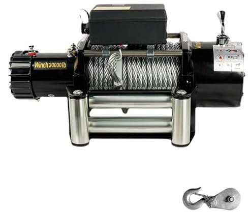 Polipasto eléctrico portátil pequeño, cabrestante de grúa para vehículo eléctrico de 12 V y 24 V, cabrestante de autorrescate para vehículos todoterreno (color: 24 V, 4500 lb, interruptor doble) (12
