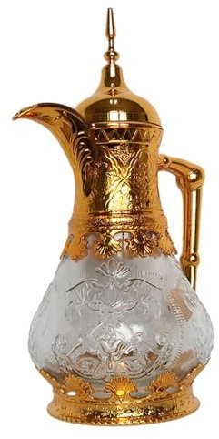 Gcljlmy Arabic Style Coffee Pot Insulated Coffee Carafe Practical 1600ml Teapot for Home Juice Tea Kettle for Holiday Travel Gold