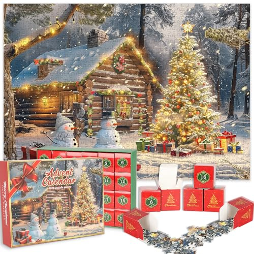 Advent Calendar 2025 Snowman Jigsaw Puzzle1008 Pieces for Adult Santa Claus Christmas Gifts Decoration