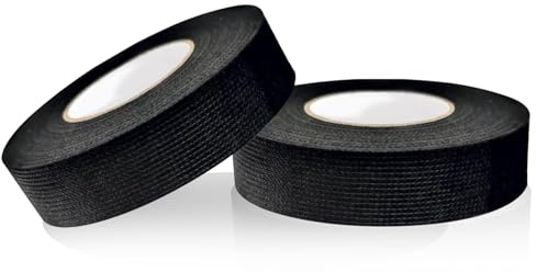 Koprek 2 Pcs Wiring Harness Cloth Tape 19MM X 15MM Electrical Tape Black Fabric Cloth Tape, Adhesive Heat Resistant Loom Wrapping Tape for Car Cable Fixed and Reduce Noise