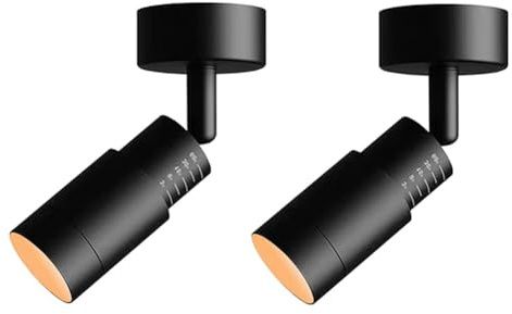 Asyduey Faretto LED con Angolo Regolabile, Zoom da 3 A 60 Gradi, Focale Spot, Lampada da Soffitto Mini Montata, Luce D'Atmosfera NERA