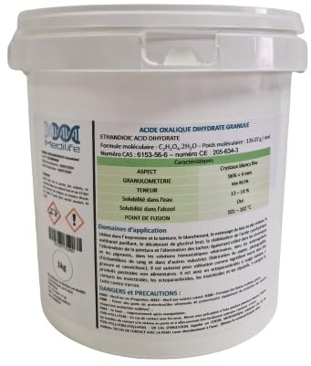 1kg Oxalsäure Dihydrat Pulver & Kristalle ≥ 99,9% (Kleesalz Ultra Rein) – Entfernt Rost, Hellt Vergrautes Holz Auf, Entoxidiert Metalle – Kraftvoller Reiniger für Marmor, Aluminium, Böden