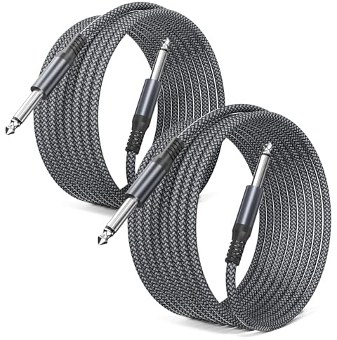 Elebase Cavo Audio TS Chitarra Elettrica 6N 2 Pezzi | Cavo Jack 6,35mm a 6,3mm Mono,Cavi Guitar 1/4 per Strumenti Musicali,Accessori Chitarra,Basso,Tastiera Musicali,Amp