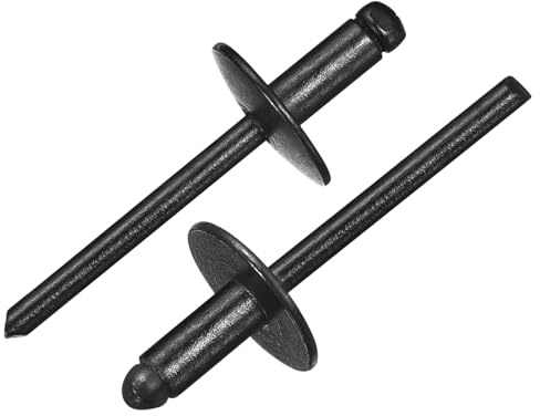 QUARKZMAN 50Pcs 3/16x3/8 Rivetti Ciechi In Alluminio Con Mandrino In Acciaio E Presa In Alluminio Rivetti A Flangia Larga Per Metallo Mobili Automotive Nero