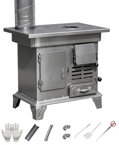 Estufa Leña Interior, Estufa de Leña Camping, Disipación Rápida Del Calor, con Horno, Temperatura Regulable, para Calentar y Cocinar