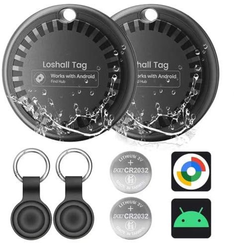 2 Pezzi Tracker GPS Android Senza Abbonamento, Smart Tag, Funziona con Google Dov'è App, Localizzatore GPS, Trova Oggetti, Localizzatore Bluetooth per Chiavi/Bagagli/Valigie/Bambini/Portafoglio