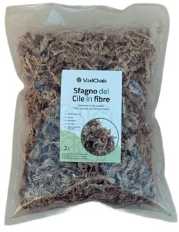 ValOak Sfagno Del Cile in Fibre 2 L – Muschio Naturale per Orchidee, Terrarium e Talee | Alta Ritenzione Idrica e Aerazione | Substrato Naturale | Made in Italy