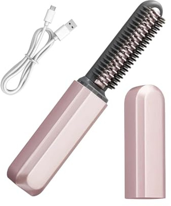 Mini Lisseur à Cheveux Sans Fil Brosse Lissante Rechargeable 2-en-1 | Brosse Chauffante Lissante Cheveux Pour Femmes, Filles, Frange, Maison, , Déplacement Professionnel, Trajet , Bureau