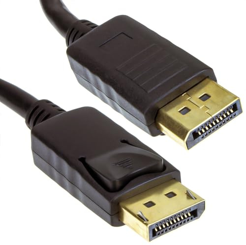 kenable DisplayPort Kabel Hane till Hane med Låsfunktion GULD 1 m [1 meter/1m] Svart för Dator och Skärm