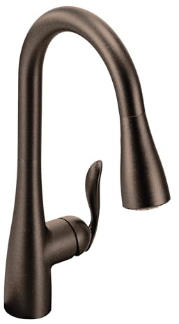 Moen Arbor Oil Rubbed Bronze One-Handle Kitchen Faucet with Pull Down Sprayer Featuring Power Clean, 7594ORB