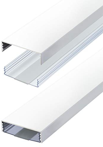 Flacher Design Aluminium Kabelkanal lackiert in Mattweiss RAL9003 selbstklebend 50 mm x 15 mm Alunovo Kabelschacht Leitungskanal Installationskanal (Länge: 40cm)