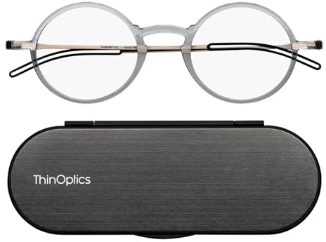 ThinOptics Lunettes Loupe Manhattan 2.00, Monture Transparente, Étui Milano