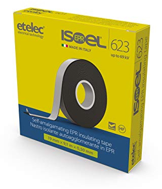 Cinta aislante de vulcanización negra automática en EPR, protección hasta 69 kV, 19 mm x 9,1m x 0.50mm