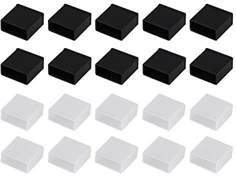 Futheda 20Pcs Plastic USB A Male Plug Stopper Anti Dust Cap Cover Protector Lids Black + Clear