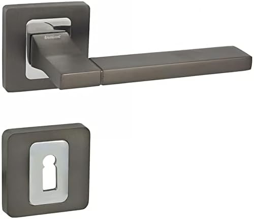 domino Drückergarnitur für Zimmertüren, Türgriffe Langschildgarnitur, TOOL-QR M6/ANTHRAZIT BB-Buntbart Türdrücker-Set, Türbeschläge, Haustürgriff, Ziehgriff