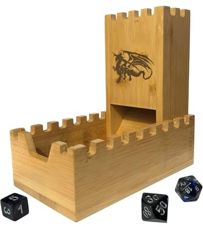 Würfelturm aus Bambus Holz – Faltbar mit magnetischem Stecksystem | Ideal für Dungeons and Dragons, DND Zubehör & DM RPG-Spiele