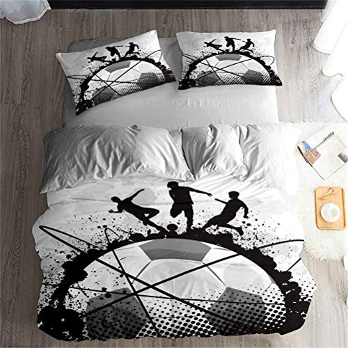 Coupe du Monde Club Football Literie Set - Ensemble de 3/4 pièces Literie Set (Housse de Couette + 2 taies d'oreiller + Le Drap) Doux/La santé/Pas d'allergie (I,Super King-4PCS-220×260cm)