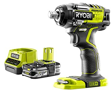 RYOBI Pack Boulonneuse à chocs Brushless 18V ONEPLUS - 4 modes R18IW7-0 - 1 Batterie 2.5Ah - 1 Chargeur rapide RC18120-125