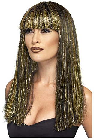 PAPSTAR NEU Perücke Damen Ägyptische Göttin, schwarz-Gold - mit Haarnetz