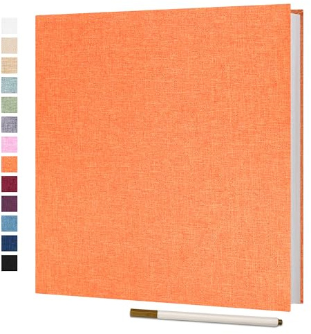 Vienrose Selbstklebendes Fotoalbum aus Leinen, 40 Seiten, 33x32 cm, Orange
