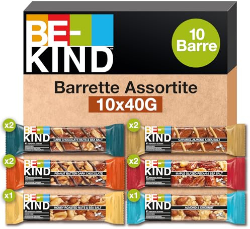 BE-KIND Barretta, Confezione Mista in 6 Gusti diversi, Snack Senza Glutine, 1 Confezione x 10 Barrette da 40 gr