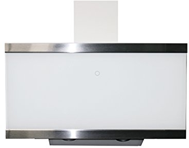 Respekta Dunstabzugshaube kopffrei / Dunstabzugshaube schräg 90 cm / Glasschirm mit Edelstahlrahmen in Weiß / Abluft - und Umluftfunktion / CH89090W / A++ / 39–59 dB
