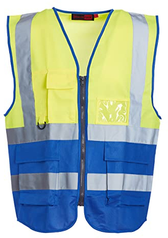 Blackrock Yellow & Blue Premium Hi Vis Vest, With Pockets, Size XL