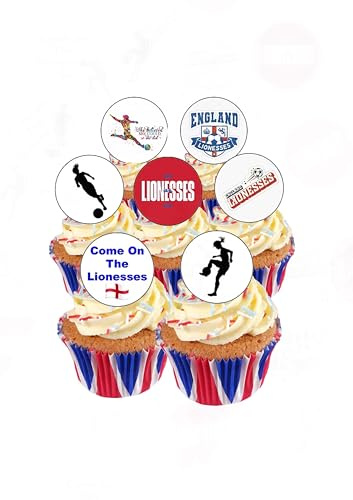 24 Precut Round Women Girl Football Sport Lionesses Edible Wafer paper Cake Cupcake Toppers