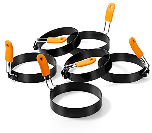 Patelai 6 Pcs Egg Rings for Griddle Nonstick Pancake Molds, 4 Inch