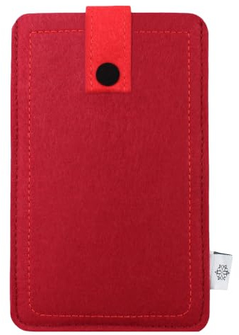 Davii Handy Filztasche passend für Apple iPhone 13/13 Pro (nur Handy), robuste Handy Schutzhülle mit Lasche & Druckknopf, Rundumschutz - L Rot