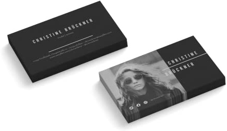 Visitenkarten personalisiert | mit Foto | Design Model | 2-seitig | Querformat | Menge + Papier zur Auswahl | selbst gestalten | hochwertiger Druck (250 Stück)