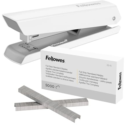 Fellowes Jam Free Stapler, 20 Sheet Capacity - LX820 Full Strip Antibacterial Manual Stapler- Uses Both 24/6mm and 26/6mm Staples - Black