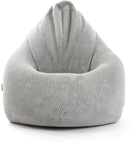 mokebo Sitzsack XXL aus Cord 'Der Tagträumer' Made in Germany, Indoor Bean Bag mit EPS-Perlen Füllung, Bodenkissen für Kinder & Erwachsene, Sitzkissen, Liegekissen, Relaxliege für drinnen in Grau