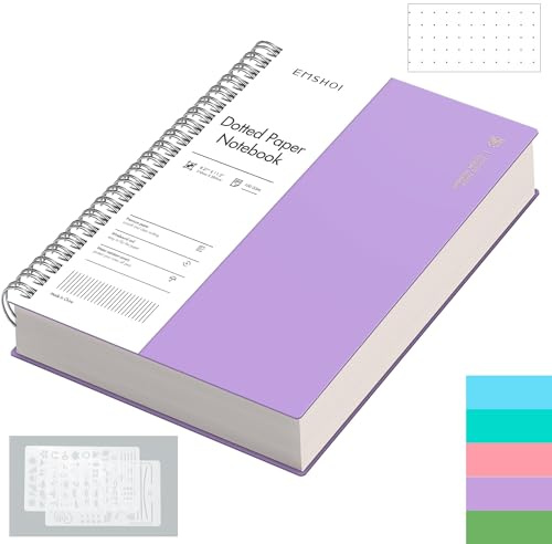 EMSHOI A4 Notebook Bullet Dotted Journal - 300 Pages Wirebound Spiral Notepad, 100gsm Dot Grid Paper, Waterproof Softcover, for Women Men Work Office School Writing, 21.5 x 27.9cm, Purple