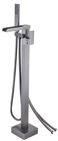 BiaoTeng Badewanne Freistehend Mit Armatur grau 360° Drehung Wandanschluss Warm und Kaltwasser Wasserhahn FüR Freistehende Badewanne, grau