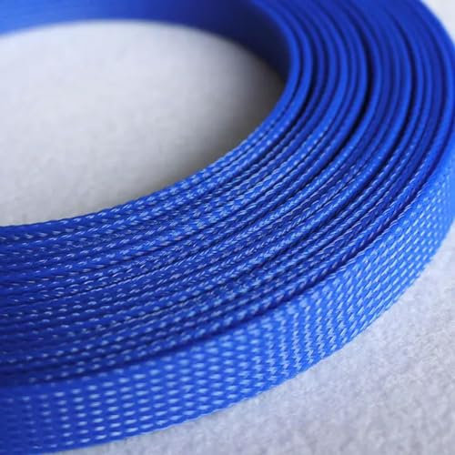PET Expandable Cable Sleeve 2mm ~ 40mm Tight Braided High Density Hardness Insulate Line Protect Wire Wrap Gland Sheath-Blue-10mm