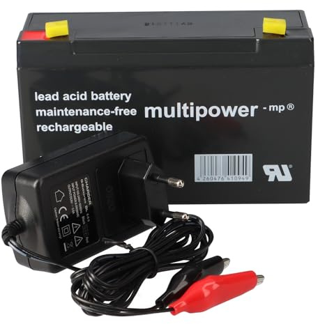 Set - Bleiakku Und Ladegerät - 6V 12Ah Multipower Akku 0,6A Lader - Ladeger - Bleiakku - Aumlt - Akku - Akkus - Akku - Ladegerät - Ladegerät