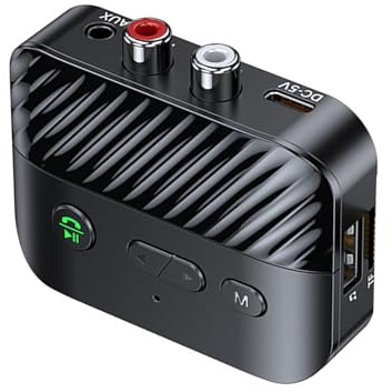 Receptor óptico Bluetooth 5.3 transmisor para altavoces/altavoces con cable/sistema estéreo de transmisión de música en casa, adaptador de audio AUX de 3.5 mm a 2 RCA USB