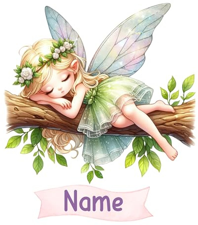GRAZDesign Wandtattoo Fee mit Name personalisiert Kinderzimmer Mädchen, Feen Welt Wandaufkleber - 34x30cm