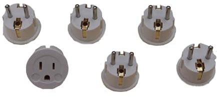 SEVENSTAR American USA to European Plug Adapter – Type E/F Schuko Plug Adapter - Use in Germany, France- White 6 Pack