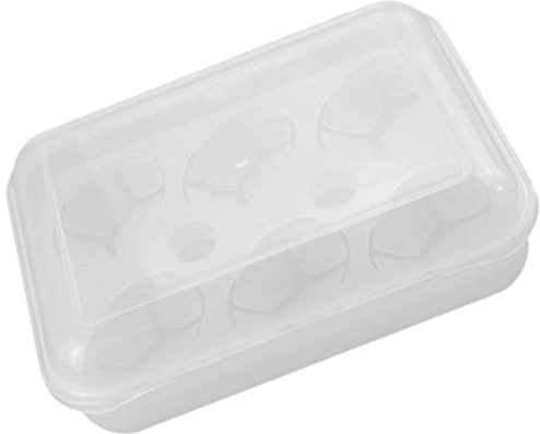 Boîte à Œufs en Plastique Réutilisable 6 Compartiments Portable | Rangement Compact, Couvercle Sûr et Facile à Nettoyer, Blanc, pour Pique-niques et Stockage