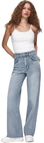 LTB Damen Jeans Danica L - High Waist - Wide Fit Blau W27-W34 Baumwolle Stretch, Größe:31W / 32L, Farbe:16059-55681 Jaelle Wash