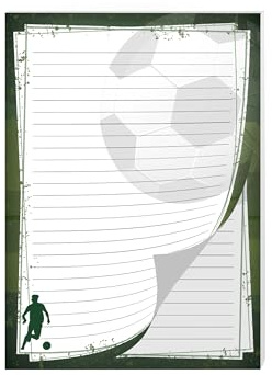 Briefpapier Fußball Briefblock Notizblock Schulheft Heft für Jungen Mädchen Kinder Fussball schwarz grün (Block A4 mit 25 Blätter)