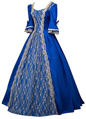 Generico Costume Medievale Donna Curvy Vintage dell'800 Abito Rinascimentale Donna Taglie Forti Corsetto Swing Abito Medievale Donna Carnevale Party Festa da Ballo Halloween Vestiti