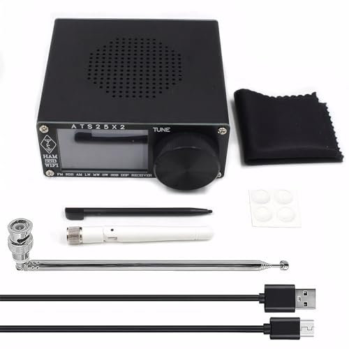 budiniao Receptor de Radio inalámbrico Equipado con Antena de Palanca y Cable de Datos, Pantalla de escáner de Metal, Radio portátil para entusiastas de la música